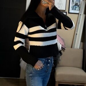 NWT Moral Society Black and White Striped Sweater Sz: S